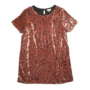 Anthropologie Ro + De Andi Sequined Tee Dress Orange Velvet